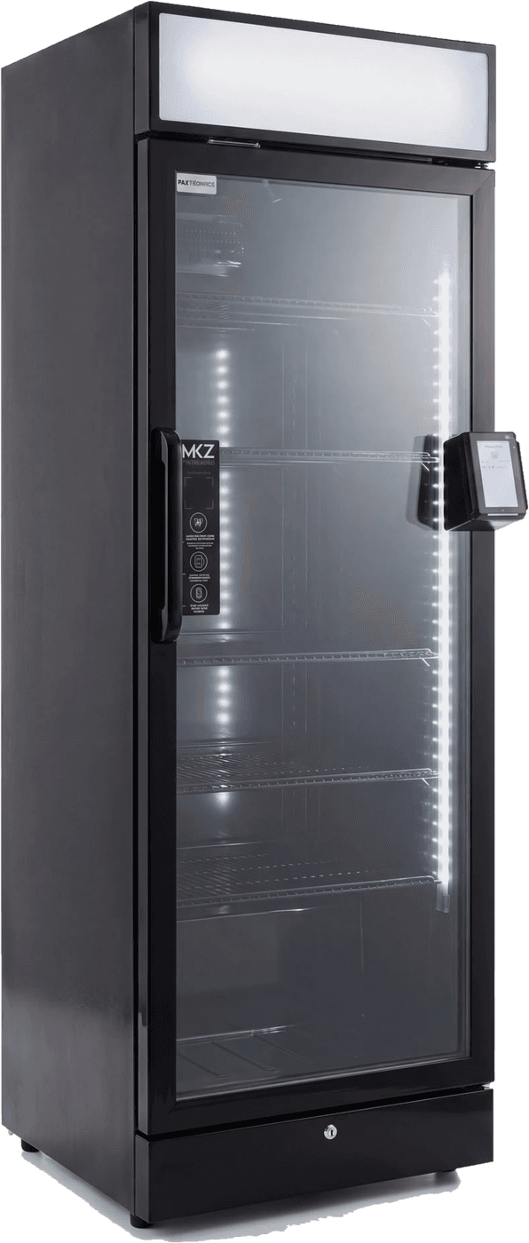 Mirkoz Smart Fridge mit Glastür, LED-Beleuchtung und kontaktlosem Bezahlsystem